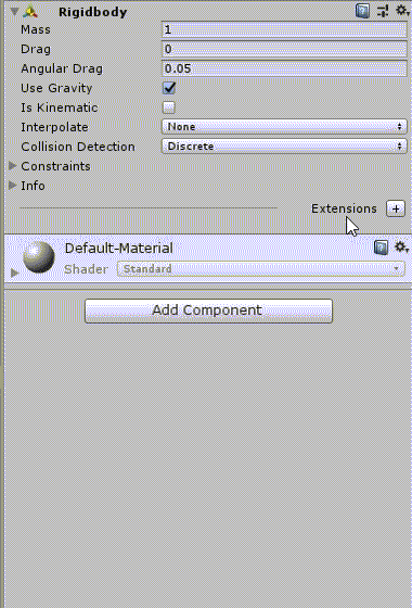 Related Rigidbody components shown as foldable extensions