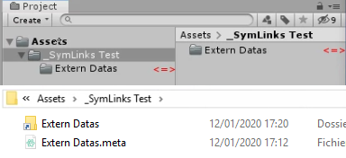 Folder junctions inside the Unity project window